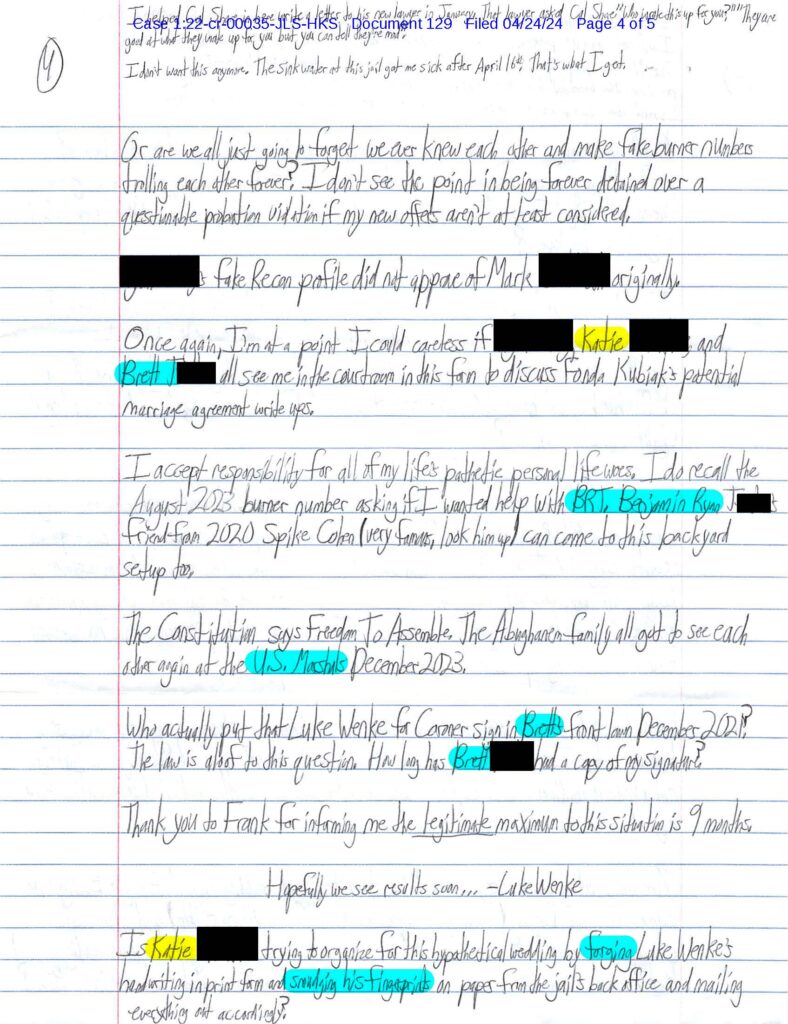 letter from luke wenke to the honorable john l. sinatra, jr.; 04/24/2024