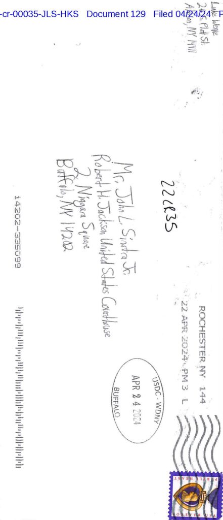 letter from luke wenke to the honorable john l. sinatra, jr.; 04/24/2024