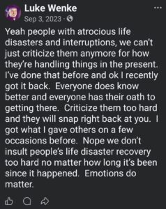 luke wenke facebook incel talk self-pity 2023