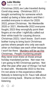 luke wenke facebook screenshot wenkeville 2023