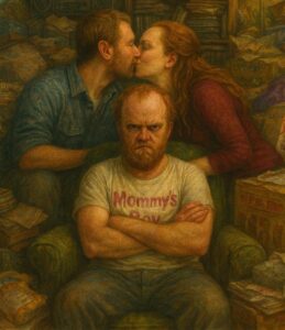 not luke wenke jealous of mommy and boyfriend angry balding white man mommy's boy t-shirt