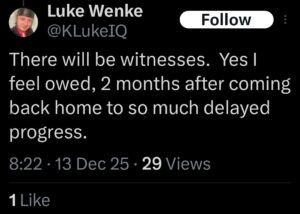 luke wenke x twitter screenshot owed 2025