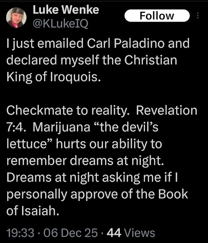 luke wenke x/twitter post about carl paladino december 2025