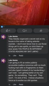 screenshot of a luke wenke x/twitter post about cops outside his house august 2023