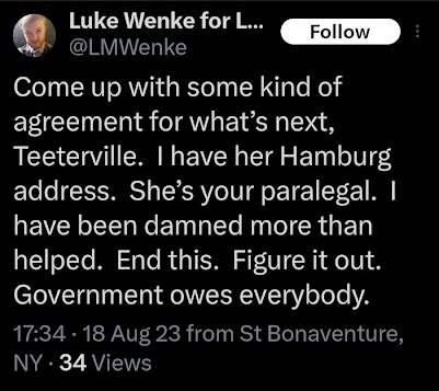 luke wenke demands contact w/ stalking victim ryan, threatens to doxx katie august 2023 x/twitter screenshot