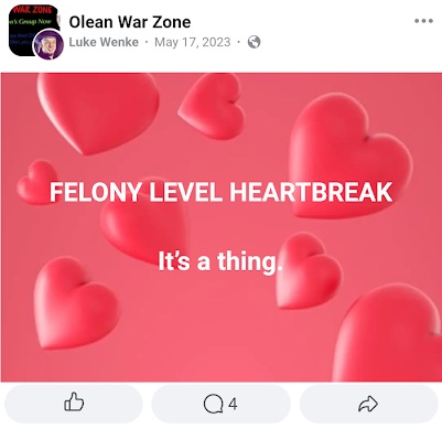 luke wenke thinks heartbreak should be a felony level crime facebook screenshot 05/17/2023
